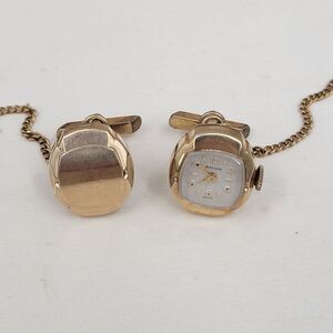 Baylor Swiss Watch Cufflinks Vintage 12K Gold Filled Formal Evening Vintage